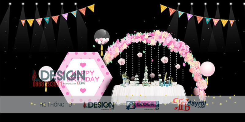 Mẫu Trang Trí Sinh Nhật Công Chúa Lâu Đài Hồng Dễ Thương - Ảnh 2