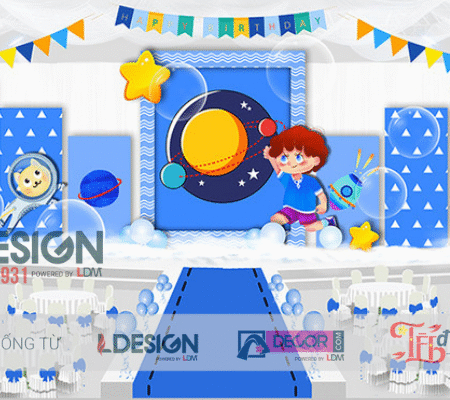 Trang Trí Sinh Nhật Chủ Đề Vũ Trụ – Backdrop Hành Tinh Dễ Thương Cho Bé