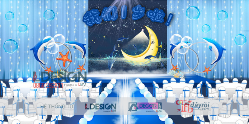 Trang Trí Sự Kiện Chủ Đề Đại Dương Ấn Tượng Với Cá Heo - Ảnh 2