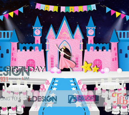 Trang Trí Sinh Nhật Chủ Đề Lâu Đài Công Chúa Cho Bé Gái