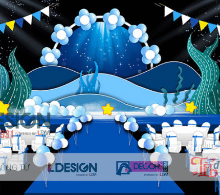 Không Gian Sinh Nhật Xanh Dương Đậm Chất Ocean