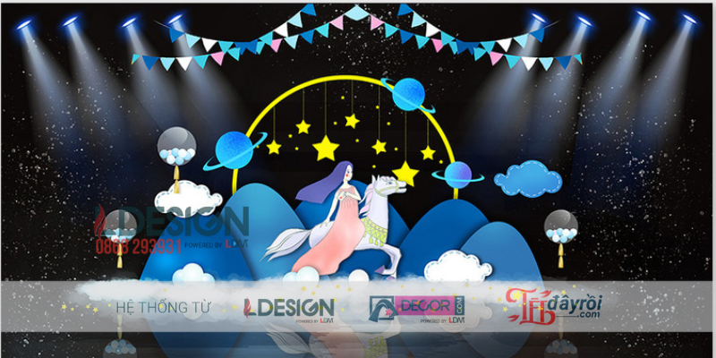 Trang Trí Sinh Nhật Chủ Đề Nàng Tiên Cưỡi Ngựa Trên Bầu Trời Sao – Không Gian Huyền Ảo Cho Bé Gái - Ảnh 3