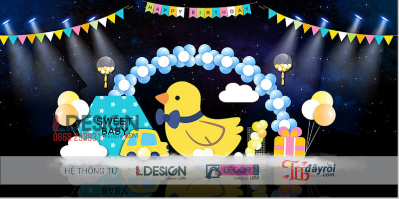 Trang Trí Sinh Nhật Bé Trai 100 Ngày Tuổi – Không Gian Dễ Thương Đậm Chất Thiên Thần Nhí