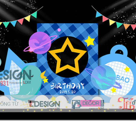 Trang Trí Sinh Nhật Chủ Đề Chuông Vàng & Chú Chim Xanh – Không Gian Tươi Sáng Cho Bé Trai