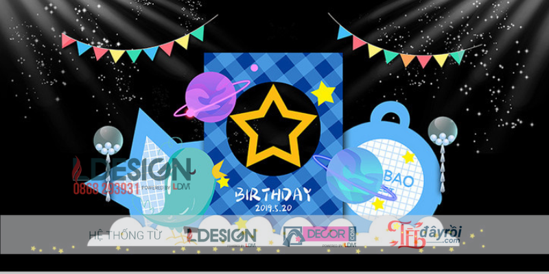 Trang Trí Sinh Nhật Chủ Đề Chuông Vàng & Chú Chim Xanh – Không Gian Tươi Sáng Cho Bé Trai