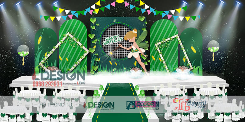 Trang Trí Sinh Nhật Chủ Đề Nàng Tiên Xanh – Không Gian Lung Linh Huyền Ảo Cho Bé Gái