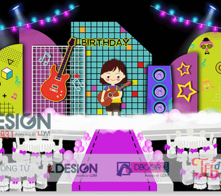 Trang Trí Sinh Nhật Chủ Đề Ban Nhạc Nhí – Sân Khấu Âm Nhạc Sôi Động Cho Bé Trai