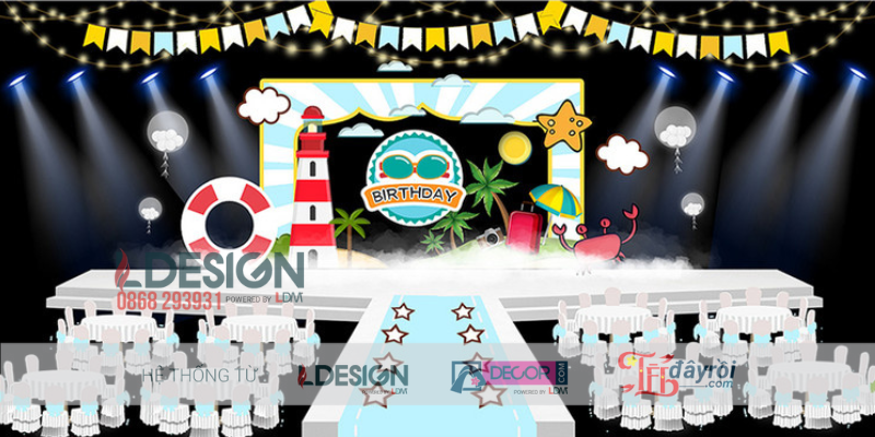 Trang Trí Sinh Nhật Chủ Đề Biển Xanh – Không Gian Mùa Hè Sôi Động Cho Bé Yêu
