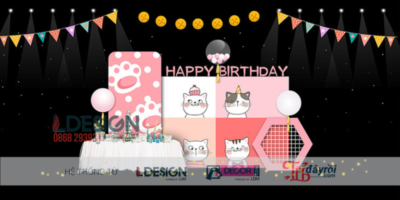 Trang Trí Sinh Nhật Chủ Đề Mèo Con – Không Gian Ngọt Ngào Cho Bé Gái - Ảnh 2