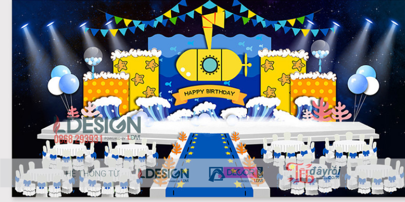 Trang Trí Sinh Nhật Chủ Đề Đại Dương – Khám Phá Thế Giới Biển Sâu Đầy Sắc Màu