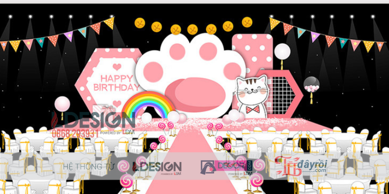 Trang Trí Sinh Nhật Chủ Đề Mèo Con – Không Gian Ngọt Ngào Cho Bé Gái