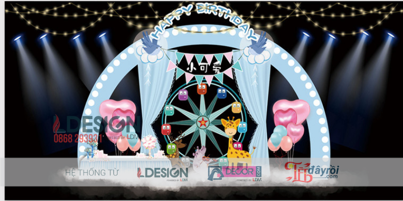Trang Trí Sinh Nhật Chủ Đề Vòng Quay Kỳ Diệu – Không Gian Màu Hồng Ngọt Ngào Cho Bé Yêu - Ảnh 2