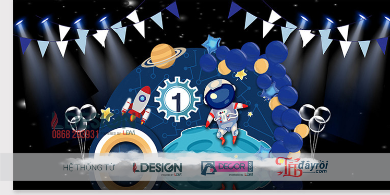 Trang Trí Sinh Nhật Chủ Đề Phi Hành Gia – Không Gian Vũ Trụ Kỳ Thú Cho Bé Trai