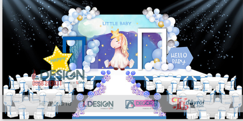 Trang Trí Sinh Nhật Bé Chủ Đề Kỳ Lân Vàng – Không Gian Mơ Mộng Cho Thiên Thần Nhỏ - Ảnh 2