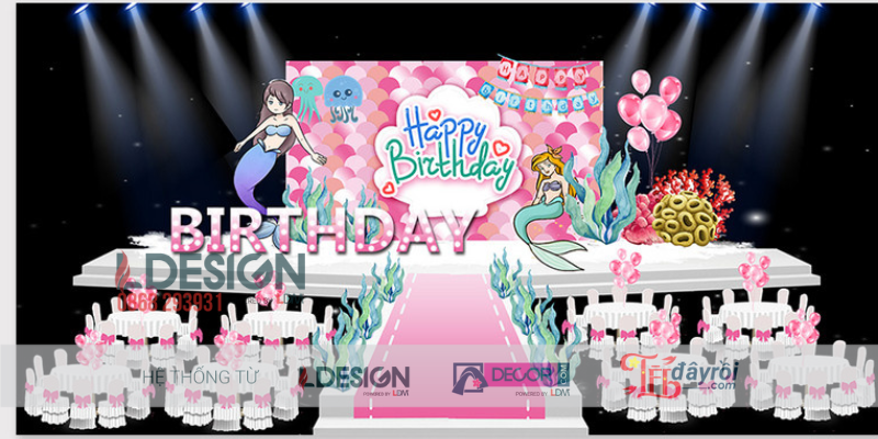 Trang Trí Sinh Nhật Chủ Đề Nàng Tiên Cá – Không Gian Đại Dương Lung Linh Cho Bé Gái