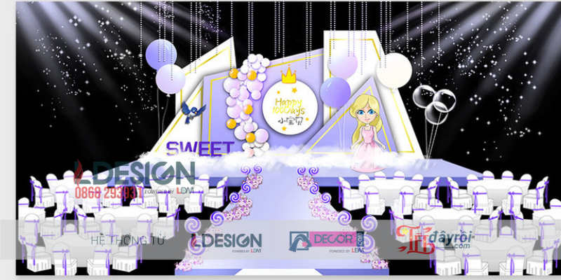 Trang Trí Sinh Nhật Bé Gái 100 Ngày Tuổi – Không Gian Ngọt Ngào Như Nàng Công Chúa Trong Cổ Tích - Ảnh 2