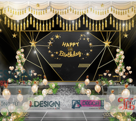 Trang Trí Sinh Nhật Chủ Đề Đêm Hoàng Kim